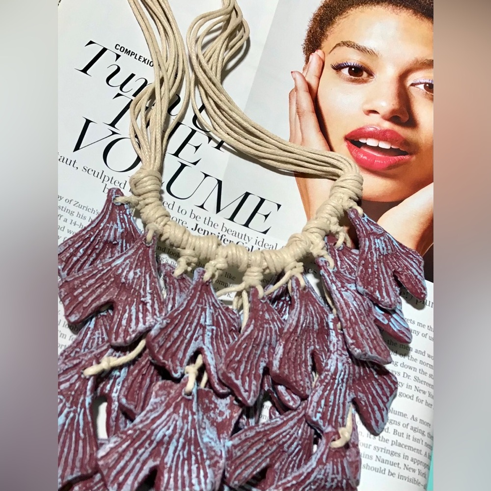 Recycled Mauve and Ash Tone Statement Necklace